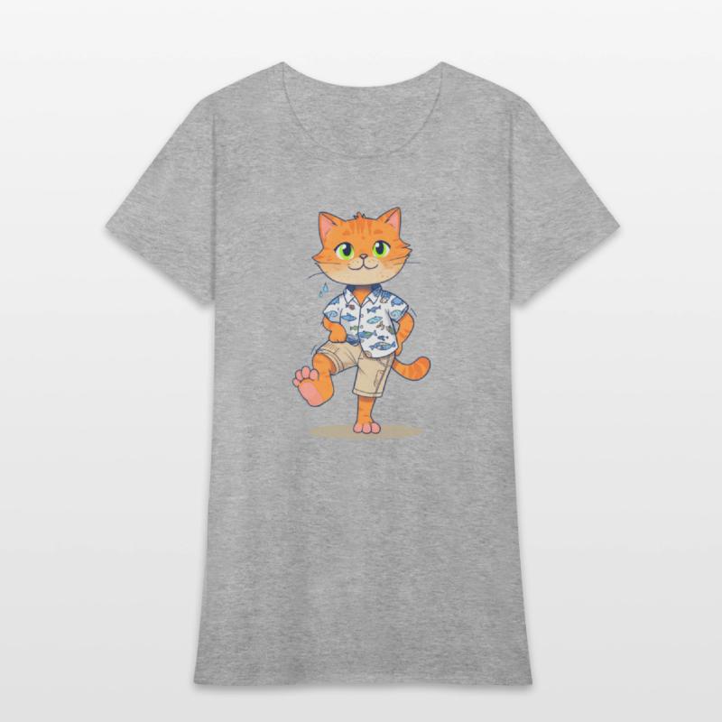 Whimsical Cat in Fishing Attire
