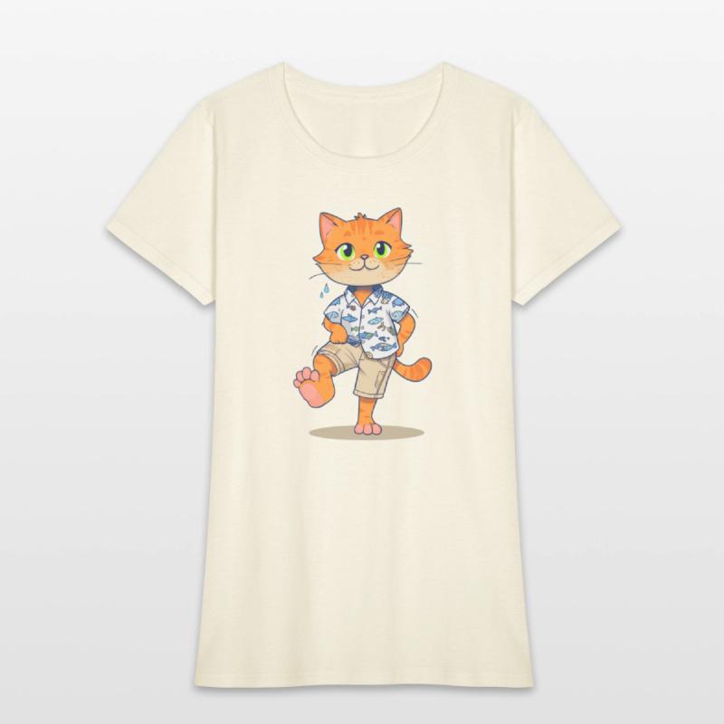 Whimsical Cat in Fishing Attire