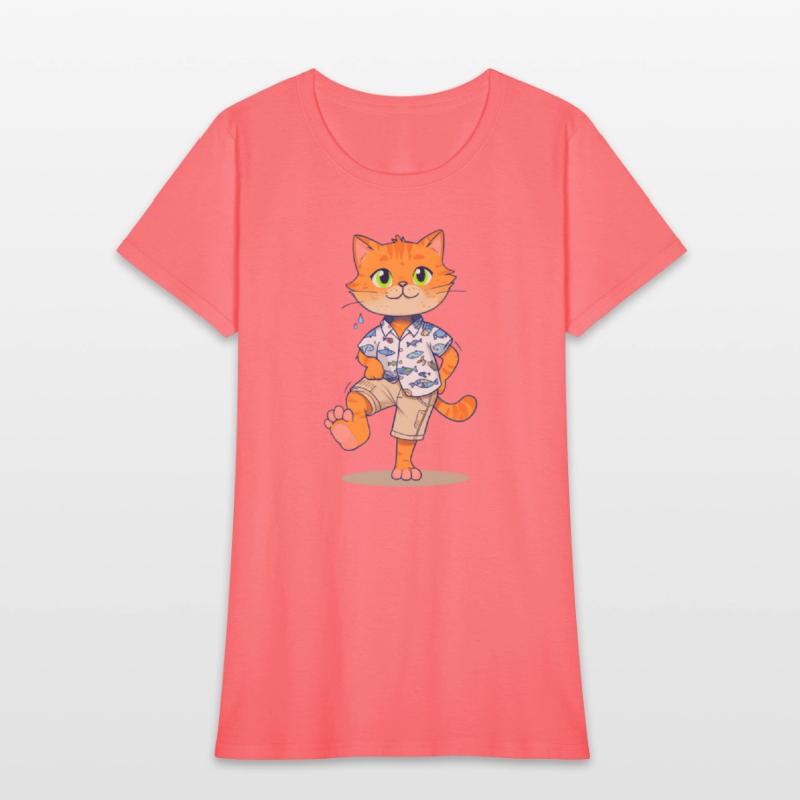 Whimsical Cat in Fishing Attire