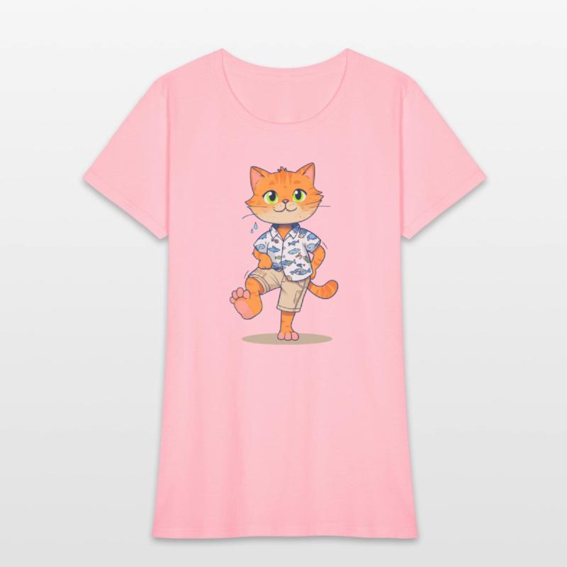 Whimsical Cat in Fishing Attire