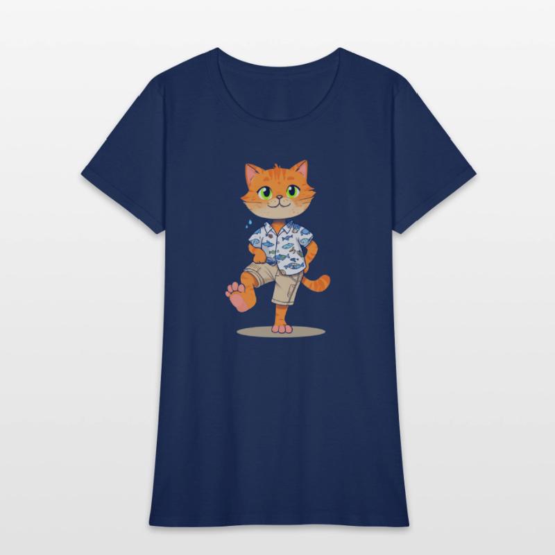 Whimsical Cat in Fishing Attire