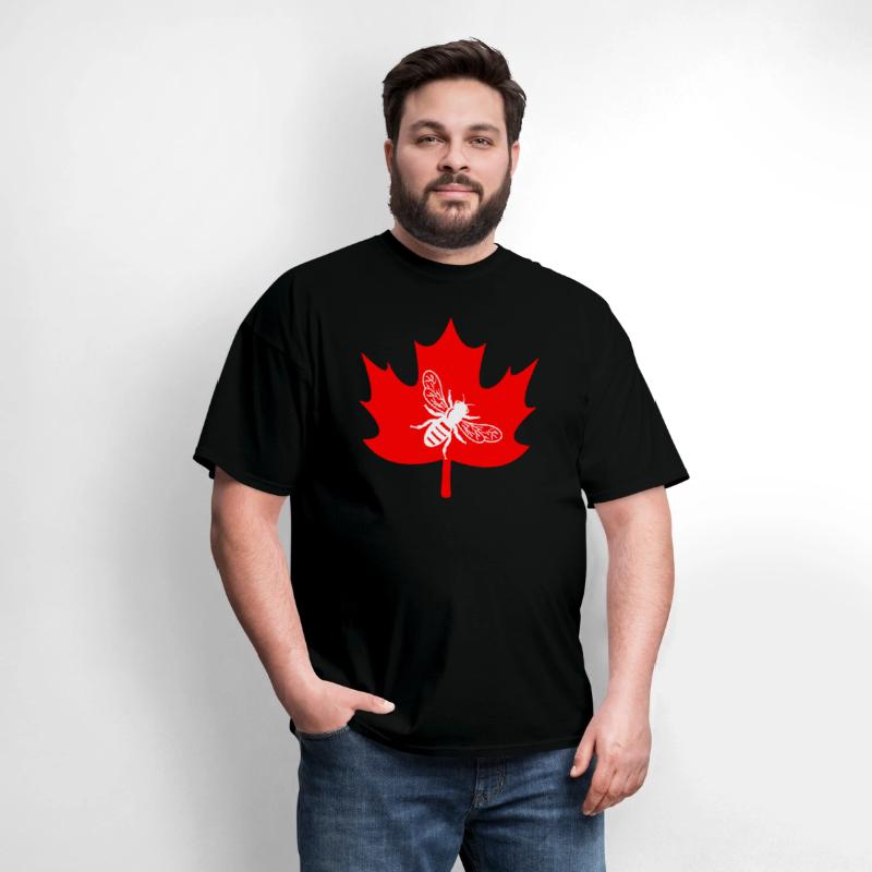 White honey bee in maple leaf logo