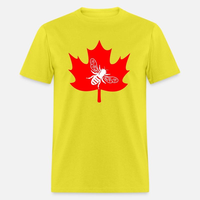 White honey bee in maple leaf logo