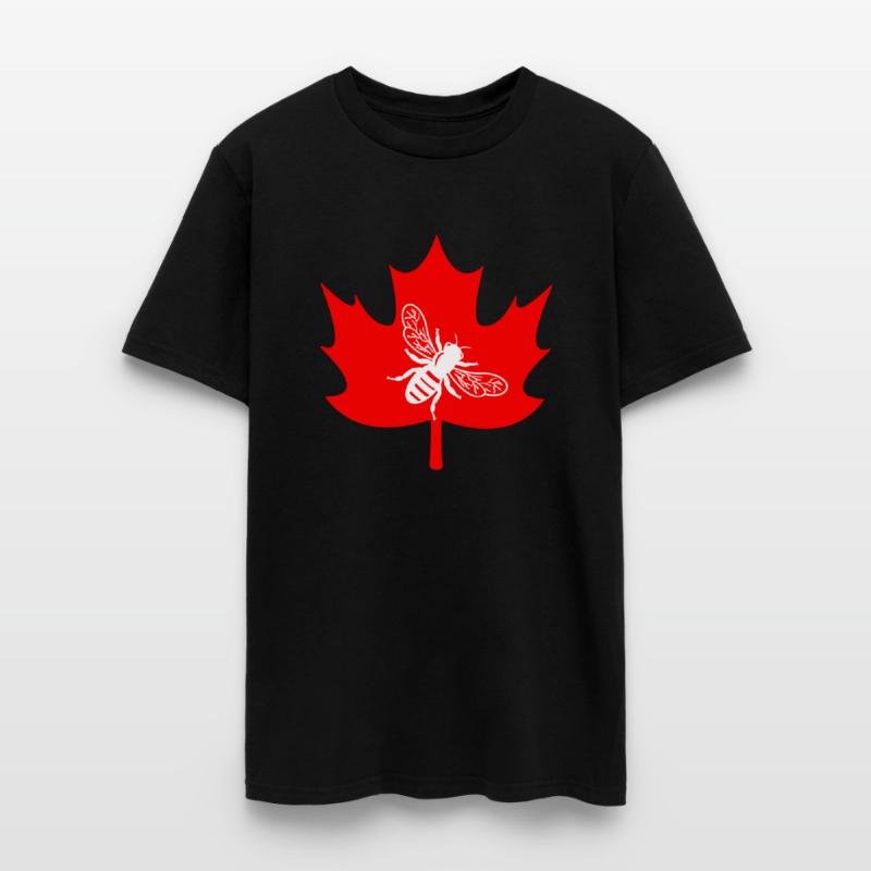 White honey bee in maple leaf logo