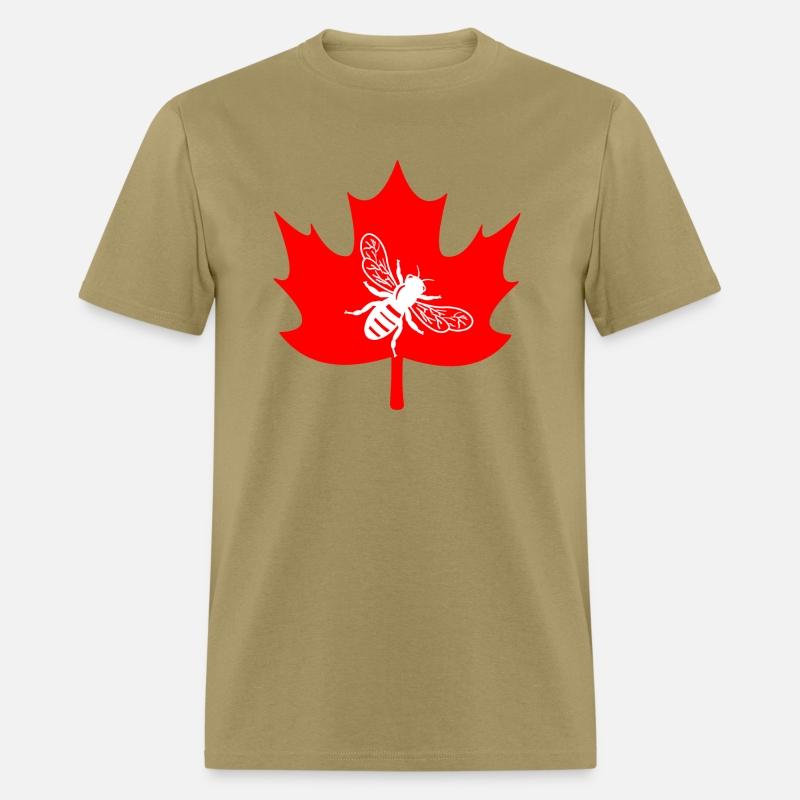 White honey bee in maple leaf logo