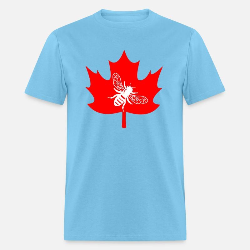 White honey bee in maple leaf logo
