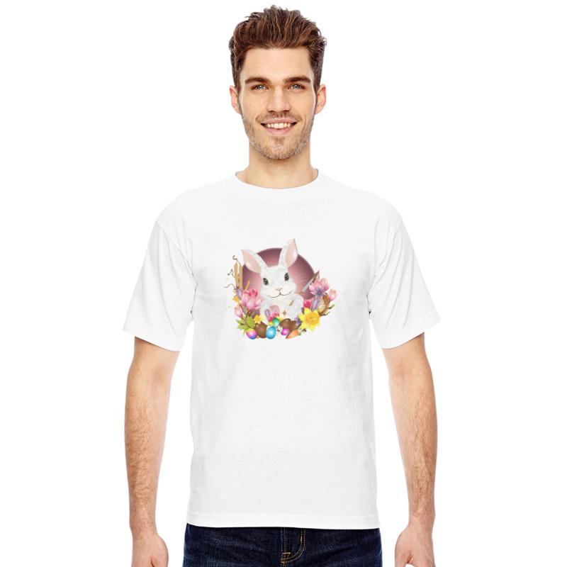 white rabbit with Easter eggs as Easter bunny