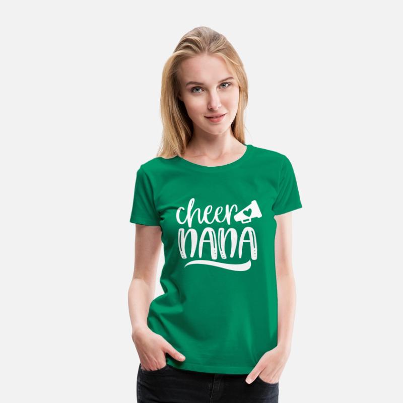 Womens Cheer Nana Megaphone With Heart Accent