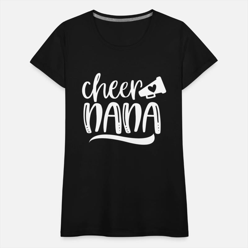 Womens Cheer Nana Megaphone With Heart Accent