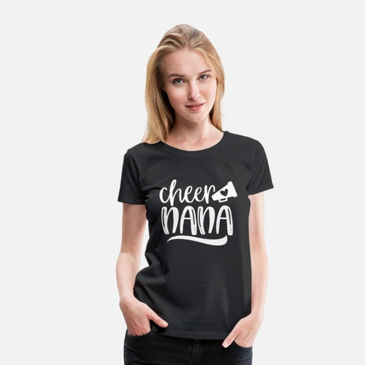 Womens Cheer Nana Megaphone With Heart Accent
