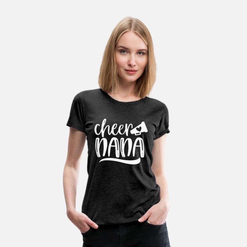 Womens Cheer Nana Megaphone With Heart Accent
