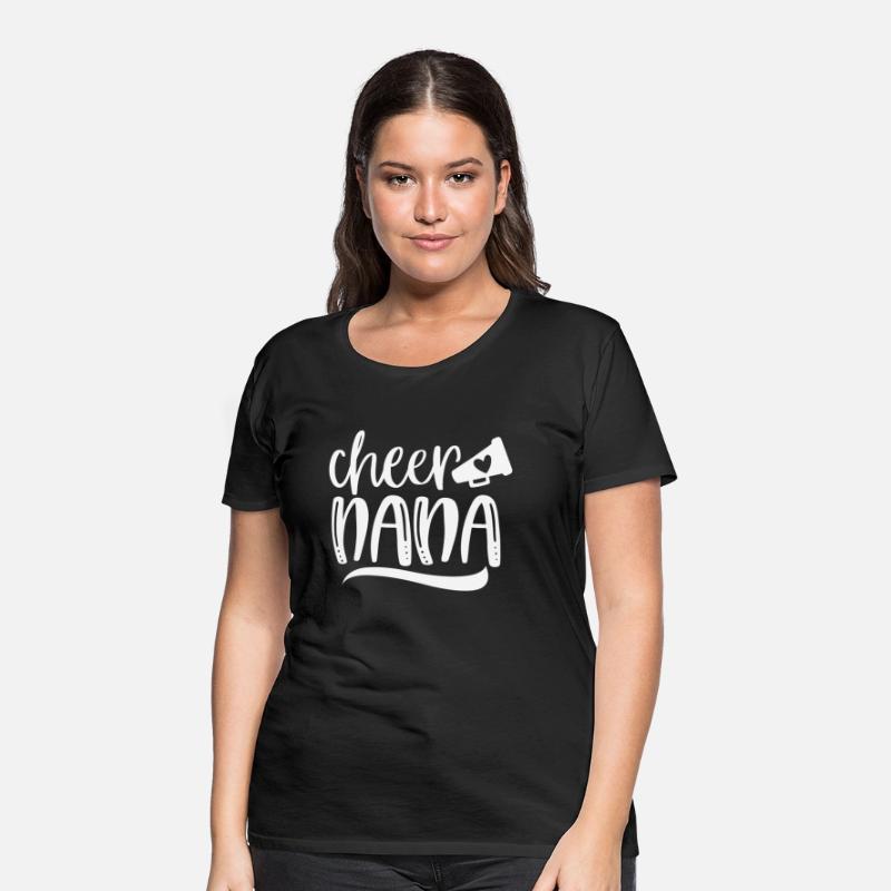 Womens Cheer Nana Megaphone With Heart Accent