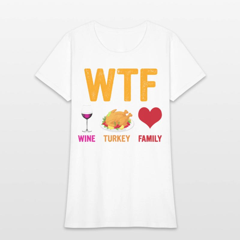 Wtf Wine Turkey Family Thanksgiving Day